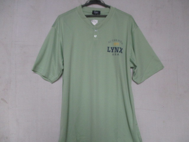 Lynx U.S.A/リンクス/半袖Tシャツ/タグ付き/吸汗速乾/ゴルフ/ウェア/スポーツ/ヘンリーネック/ミントグリーン/LLサイズ(7/19R4)_画像1