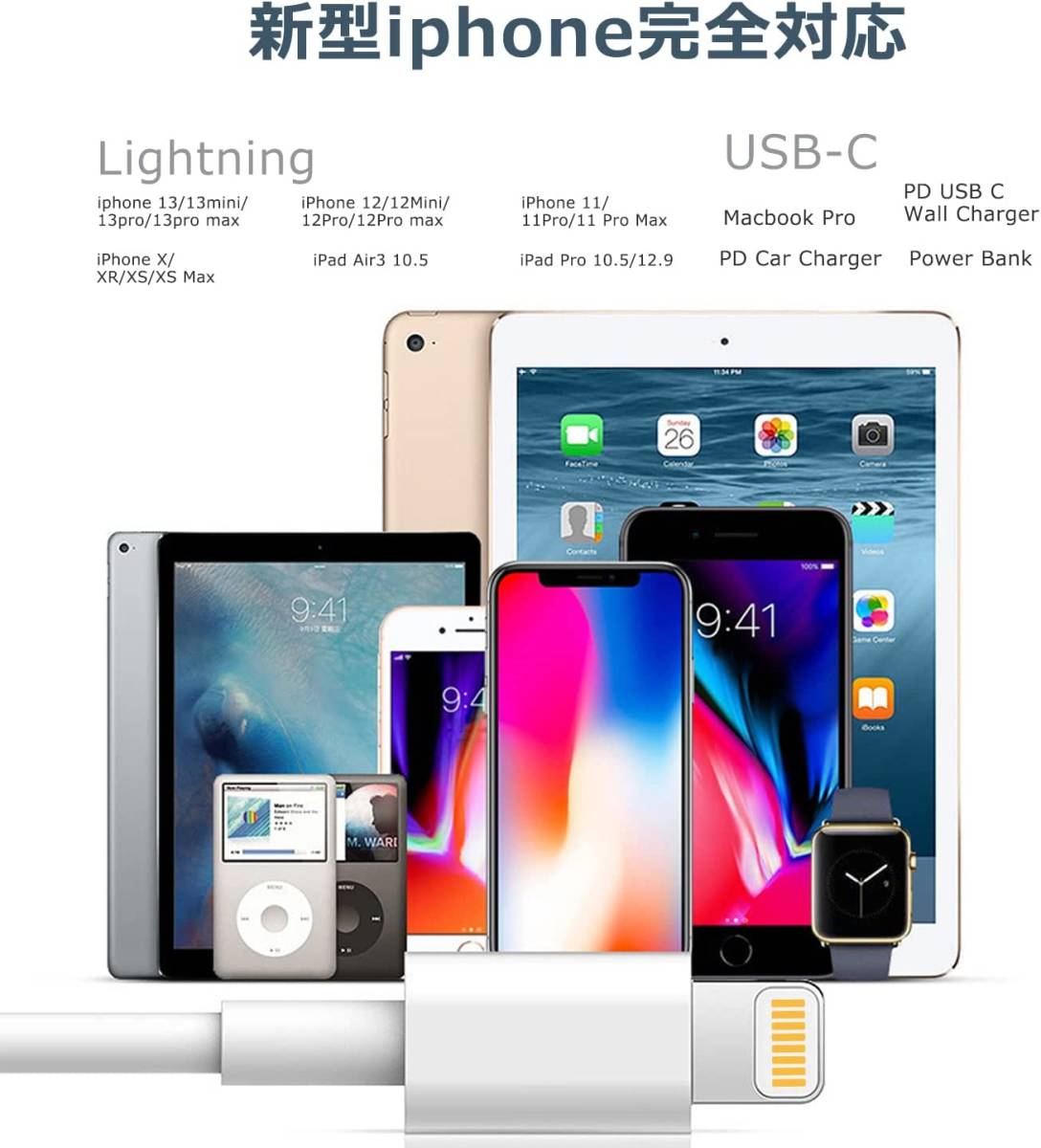 USB-C Lightningケーブル タイプC iphone 充電ケーブル ライトニングケーブル