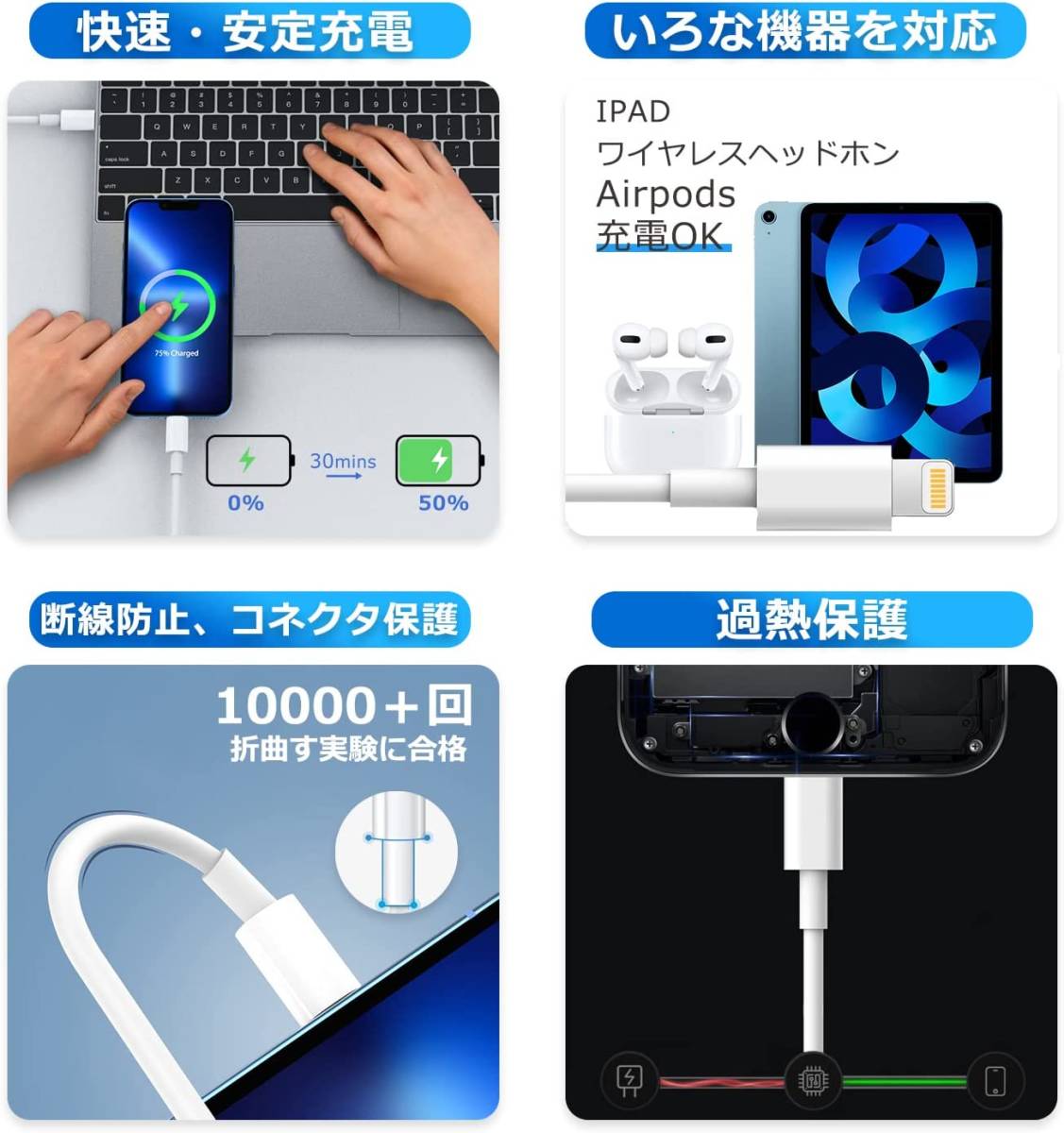 USB-C Lightningケーブル タイプC iphone 充電ケーブル ライトニングケーブル