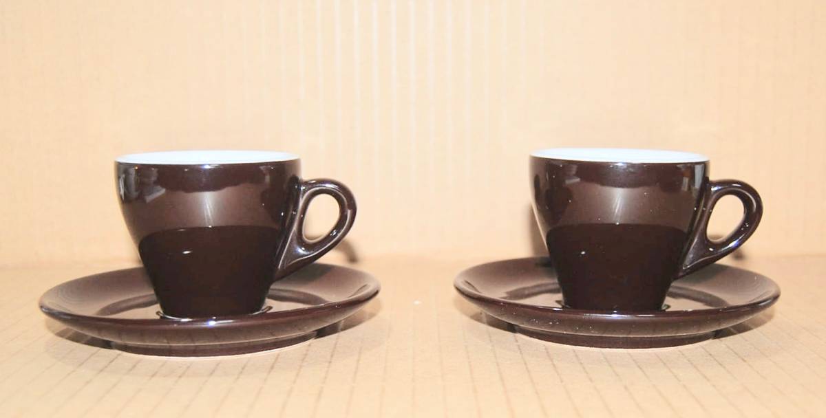 ●コーヒー色のデミタスカップ・ソーサー 2客セット _画像1