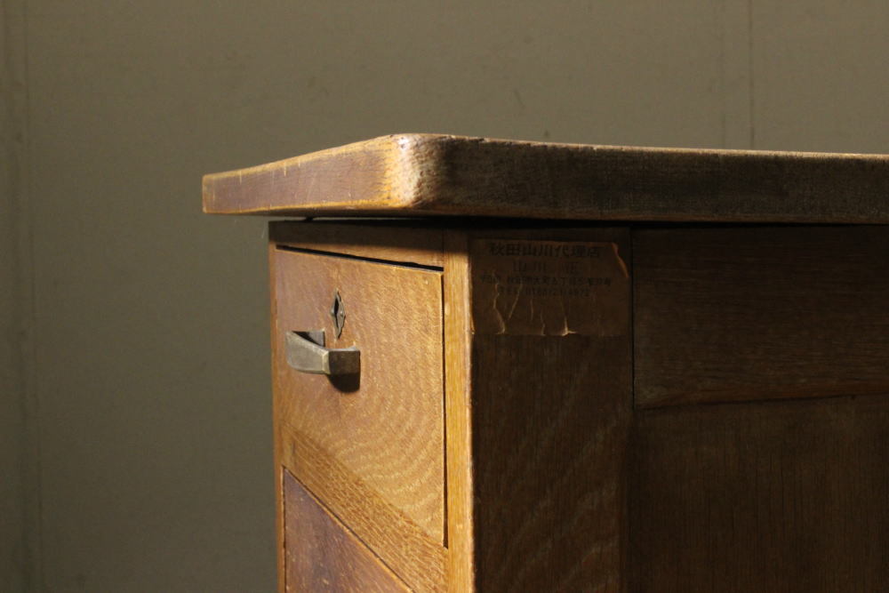 昭和レトロ 古い木製袖机 木製サイドテーブルヴィンテージアンティーク