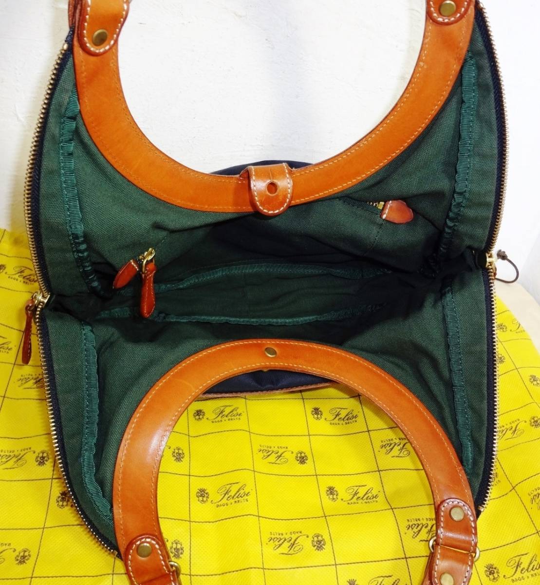 6.3万円 Felisi フェリージ 9333 ナイロン×レザー ハンドバッグ ...
