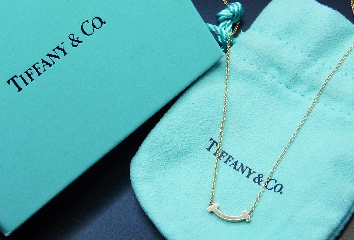 TIFFANY&CO. ティファニー☆Tスマイル　ネックレス　Au750 イエローゴールド　K18☆美品☆U0729608_画像1