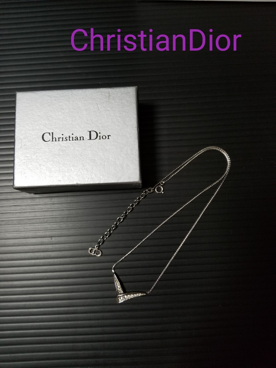 良品 Dior ディオール V字 Vモチーフ ラインストーン ネックレス