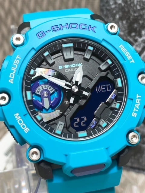 新品 G-SHOCK Gショック ジーショック カシオ CASIO 正規品 腕時計 アナデジ腕時計 カーボンコアガード ターコイズブルー＆パープル_画像2