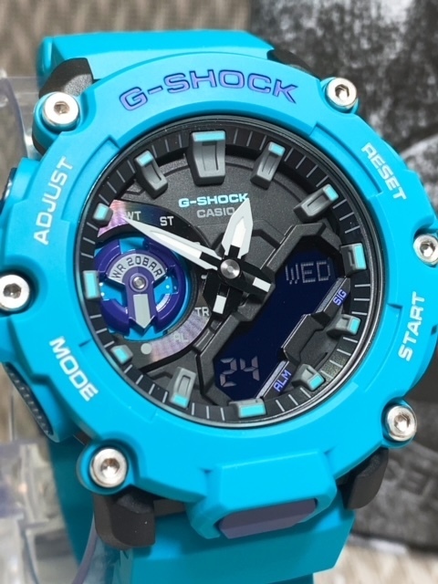 新品 G-SHOCK Gショック ジーショック カシオ CASIO 正規品 腕時計 アナデジ腕時計 カーボンコアガード ターコイズブルー＆パープル_画像3