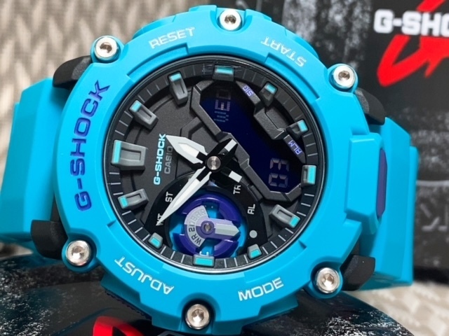 新品 G-SHOCK Gショック ジーショック カシオ CASIO 正規品 腕時計 アナデジ腕時計 カーボンコアガード ターコイズブルー＆パープル_画像6