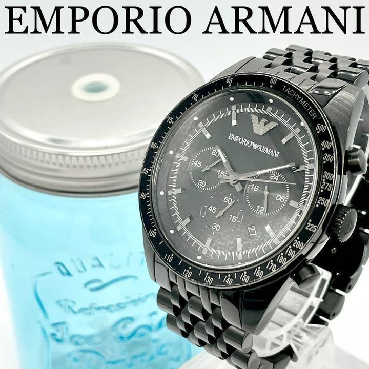 160 エンポリオアルマーニ時計 メンズ腕時計 ブラック クロノグラフ 人気