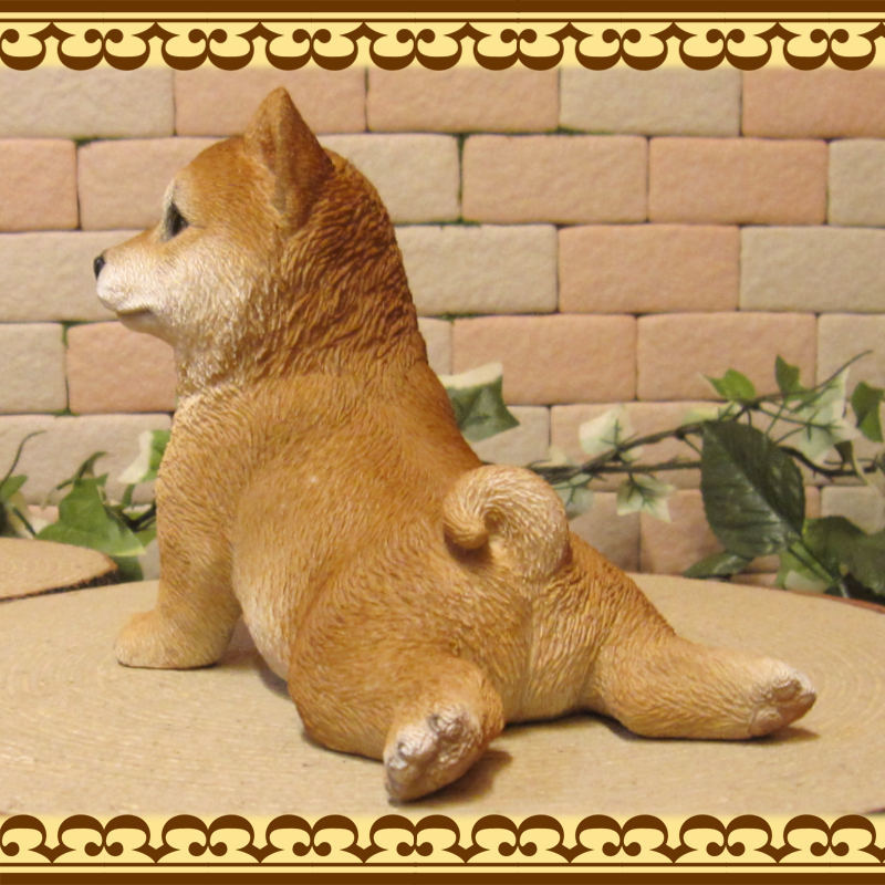 リアルな犬の置物 柴犬 休憩中！ 子いぬ ドッグオブジェ イヌオーナメント ガーデニング ベランダアート 庭 装飾の画像8
