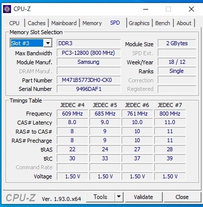 【ノート用メモリー】 4GB (2GBx2) SAMSUNG PC3-12800S-11-11-B2 (DDR3-1600) S.O.DIMM 204pin M471B5773DH0-CK0 #15_画像3