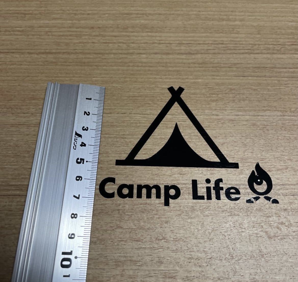 79. 【送料無料】Camp Life 焚き火 カッティングステッカー キャンプ テント アウトドア CAMP . 黒【新品】_画像3