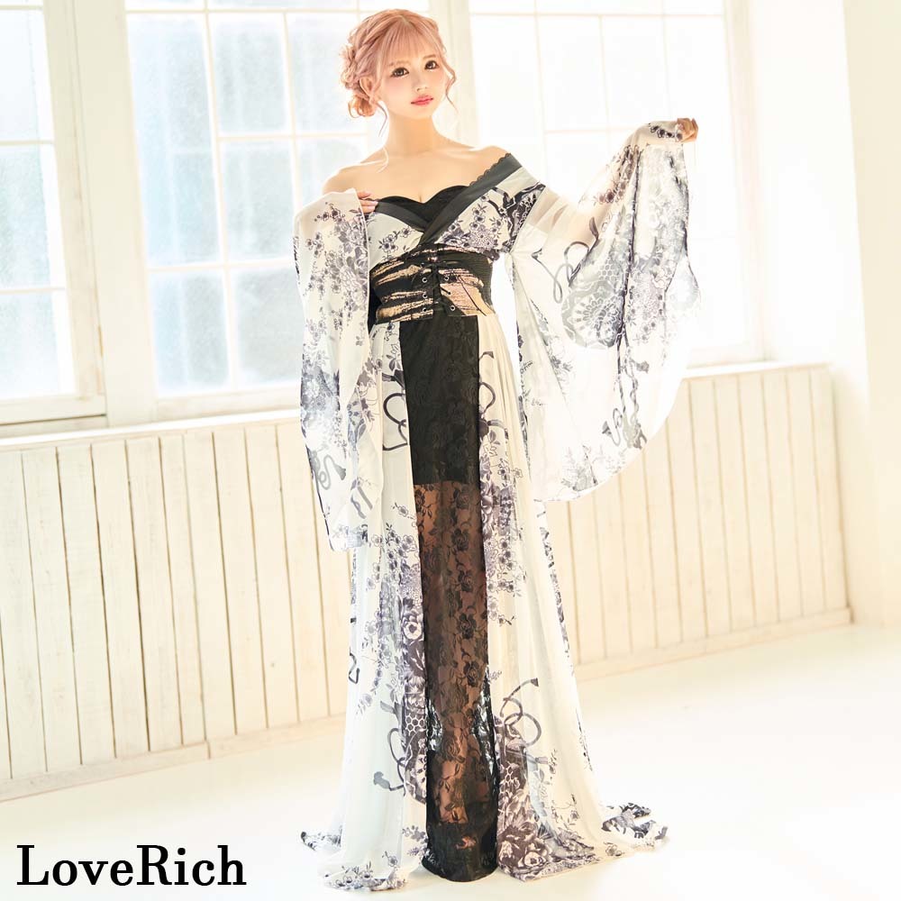 ☆1128シフォン 和柄 コルセット風着物ドレス☆ | contifarma.pe