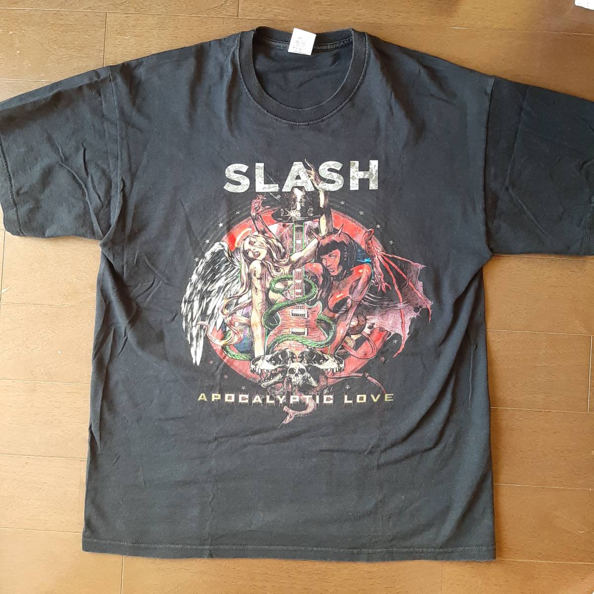 激レア バンドTシャツ SLASH スラッシュ APOCALYPTIC LOVE TOUR 2012 2013 NEW YORK購入 黒 Lサイズ ロックTシャツ 古着 guns'n roses_画像1