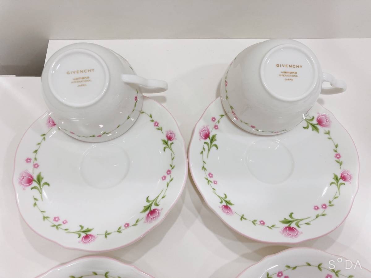 ◆ジバンシー　カップ＆ソーサー2客/デザートプレート2枚　セット　紅茶碗皿 ヤマカ 洋食器 陶磁器_画像2