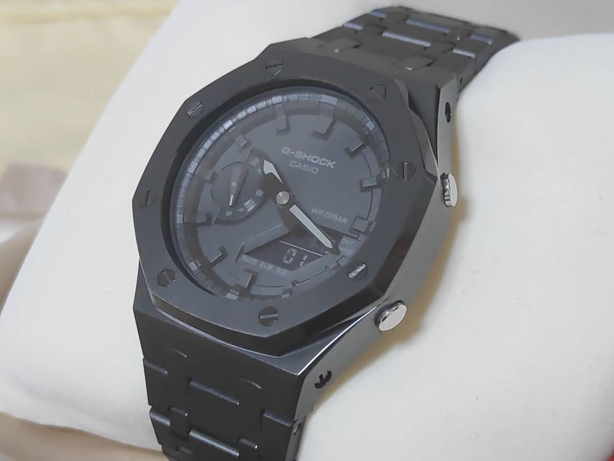 検品済 国内発送 メタルケースブレスセット(BK)&G-SHOCK(GA-2100 検品済 国内発送 メタルケースブレスセット(BK)&G-SHOCK(GA-2100