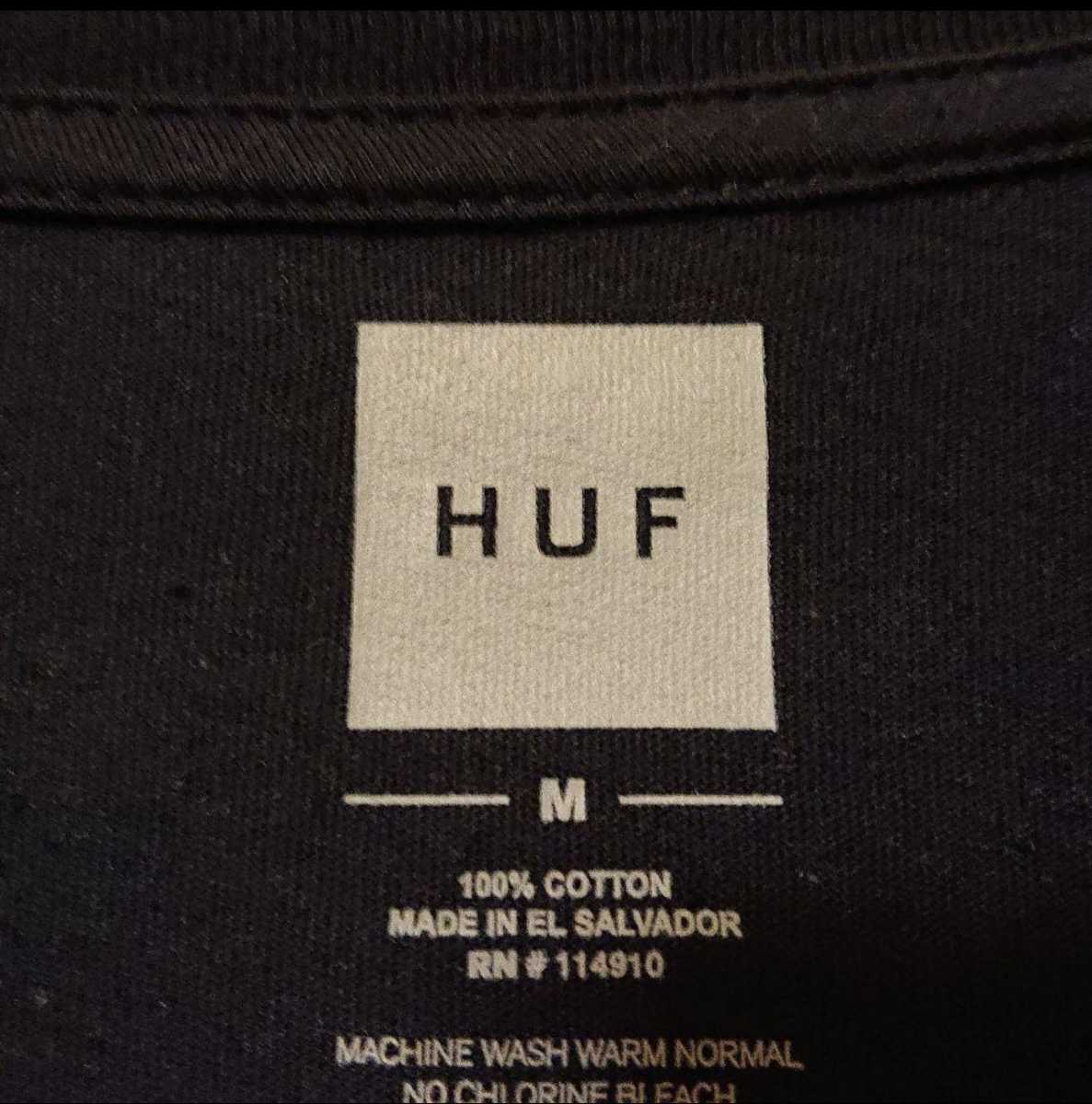 HUF ハフ STAGE POCKET TEE ステージ ポケット Tシャツ black ピンク 刺繍 サイズ M 新品 未使用 送料無料_画像5