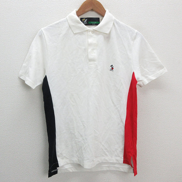 k#efe- tea /FAT×Disney Mickey embroidery polo-shirt with short sleeves / deer. . ground [TITCH]MENS#75[ used ]