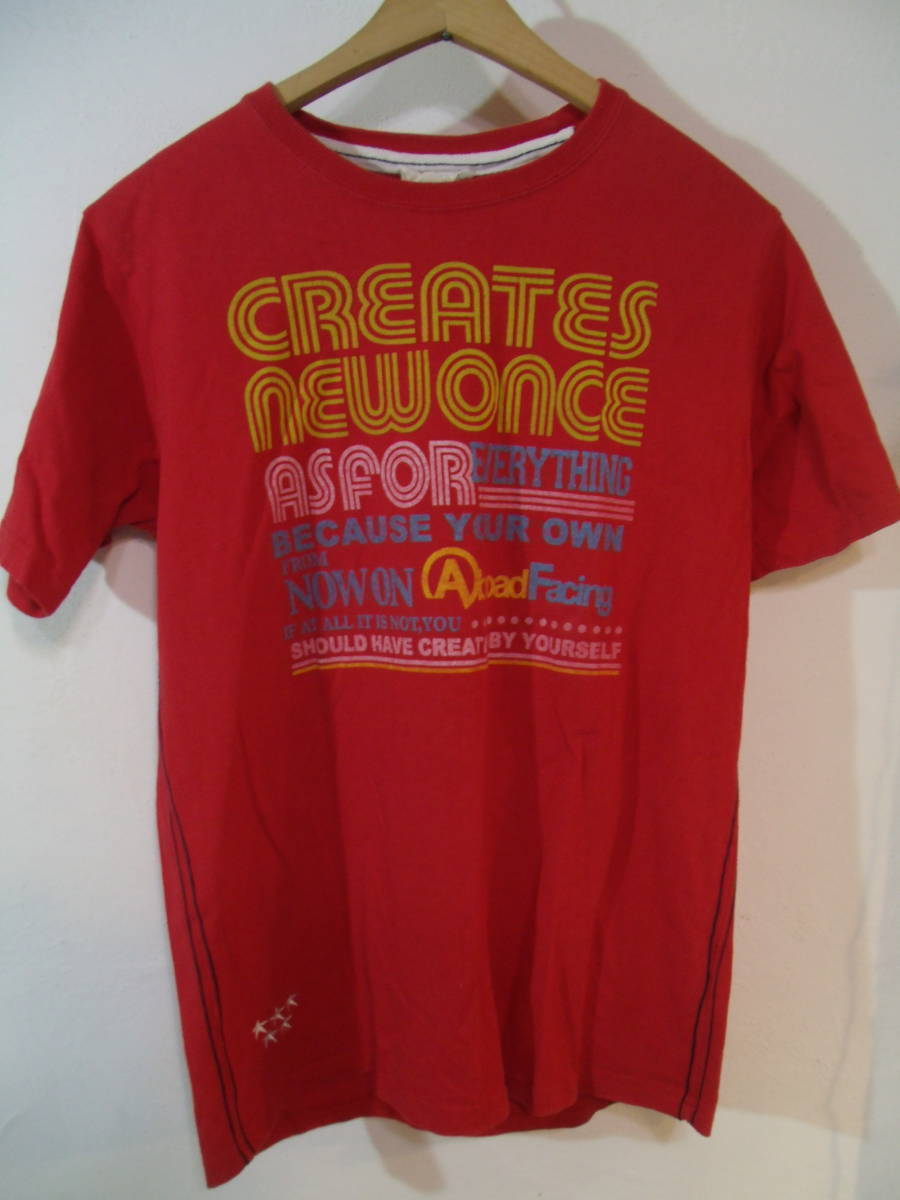 全国送料無料 スティミュラス Stimulus ワールド製 レディース 半袖プリント赤色Tシャツ Mサイズ_画像1