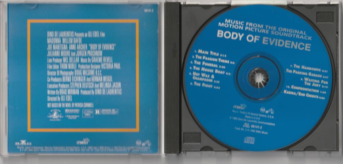 ボディ　Body Of Evidence (Music From The Original Motion Picture Soundtrack)　映画サントラCD　US盤　：　MADONNA マドンナ主演映画_画像2
