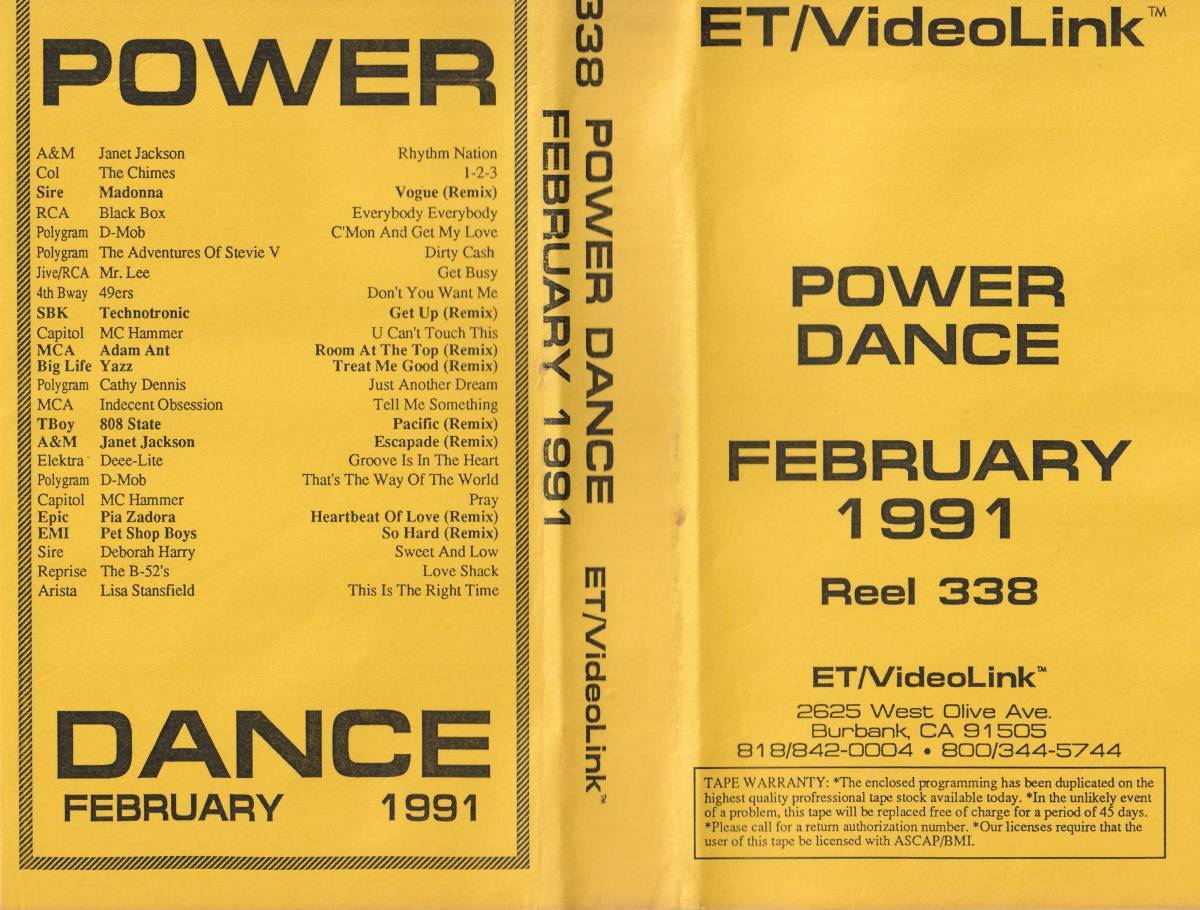 Power Dance 1991 ビデオテープ PVクリップ集 : Madonna - VOGUE (REMIX) / Pet Shop Boys / Janet Jackson / Black Box / Cathy Dennis