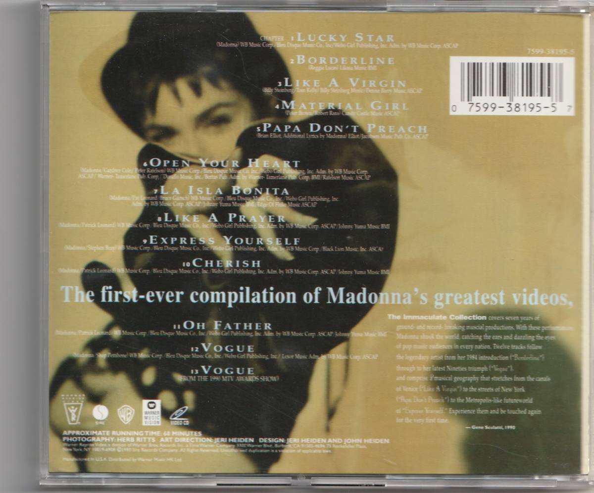MADONNA マドンナ  The Immaculate Collection 香港盤 オフィシャル ビデオCD（Video CD） Like A Prayerの画像2