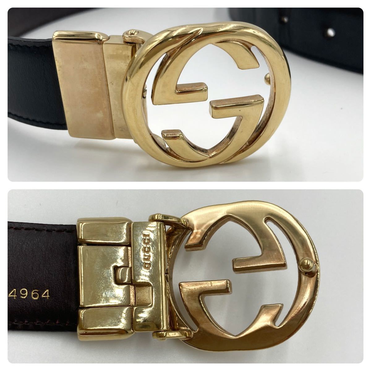 本日特価】【本日特価】GUCCI ベルト インターロッキング GG レザー 黒