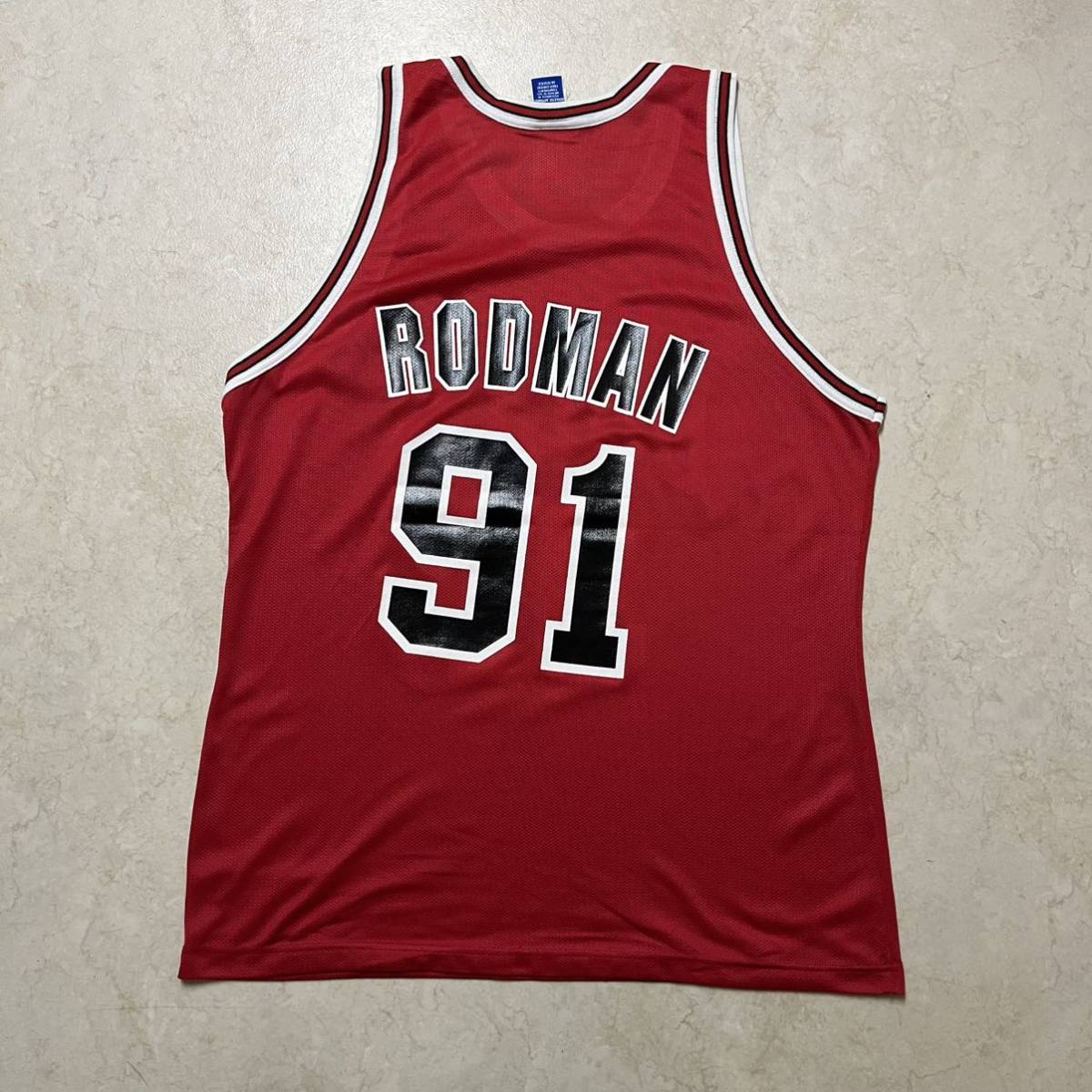 90's 珍品 NBA シカゴブルズ ロッドマン ゲームシャツ ユニフォーム #91 プリントズレ SIZE/48