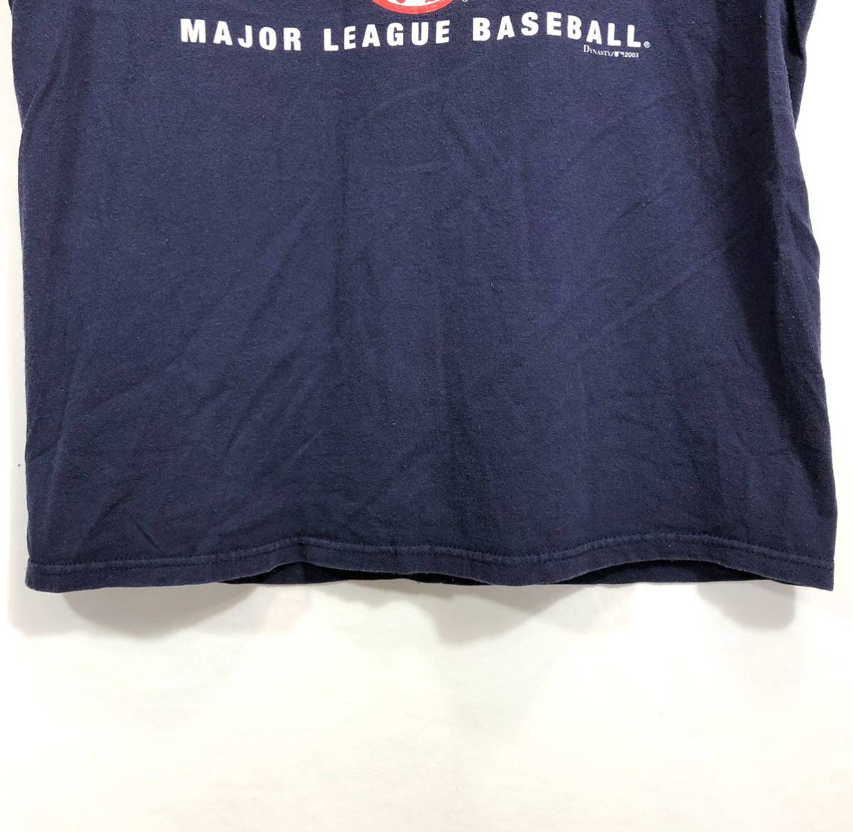 ■ 00s Dynasty ボストン レッドソックス ロゴプリント 半袖 Tシャツ 古着 サイズM ネイビー アメカジ スポーツ 野球 BOSTON RED SOX ■_画像4