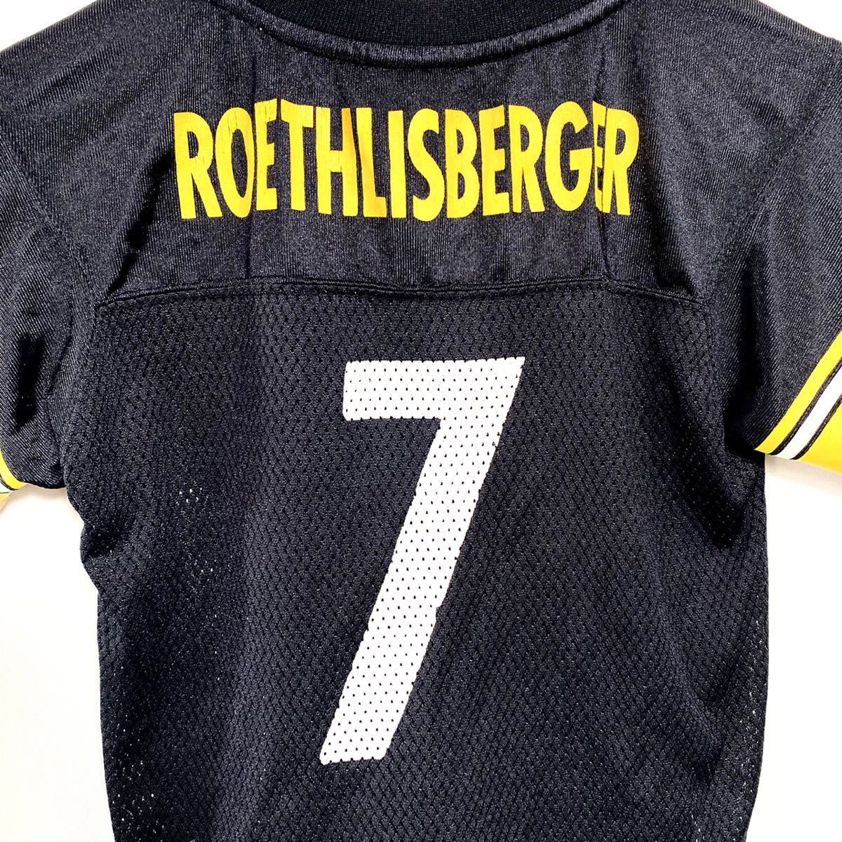 ■ 子供用 Reebok NFL Pittsburgh Steelers #7 ROETHLISBERGER ユニフォーム Tシャツ 古着 リーボック スティーラーズ アメフト サイズM ■_画像5