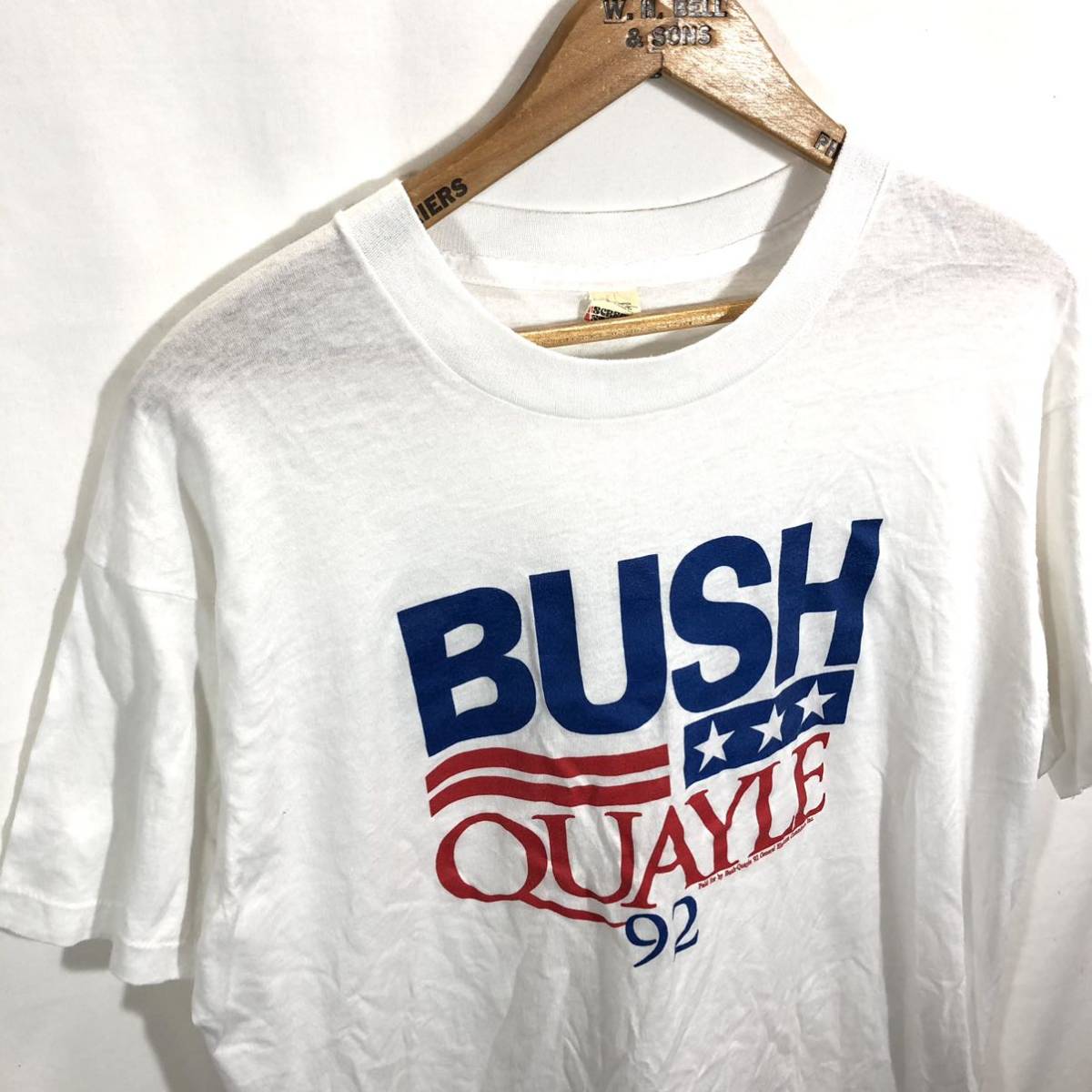 ■ 90s 90年代 USA製 ビンテージ SCREEN STARS BUSH QUAYLE 92 選挙 Tシャツ アメカジ ブッシュ クエール 白 ホワイト サイズXL ■の画像2