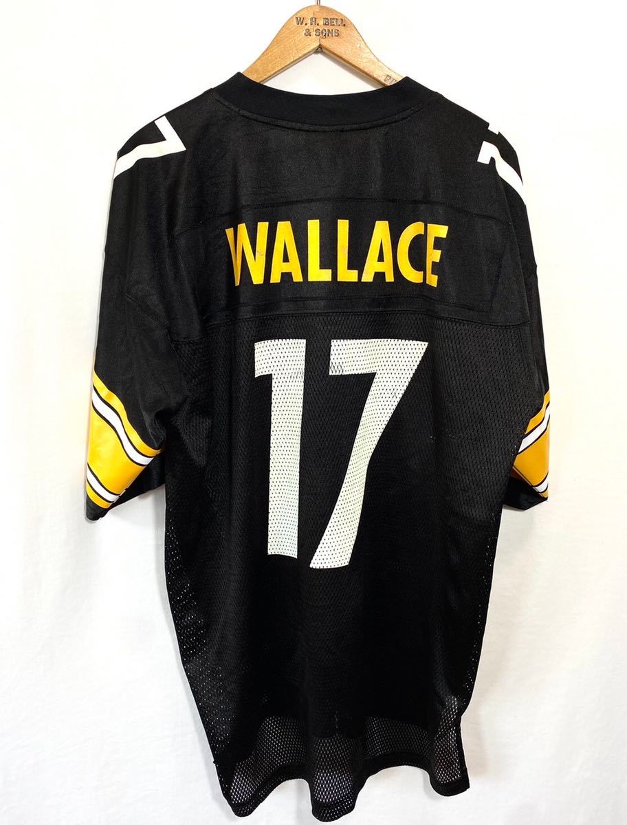 ■ Reebok NFL Pittsburgh Steelers #17 WALLACE ユニフォーム Tシャツ シャツ 古着 リーボック スティーラーズ アメフト 黒 サイズL ■の画像4