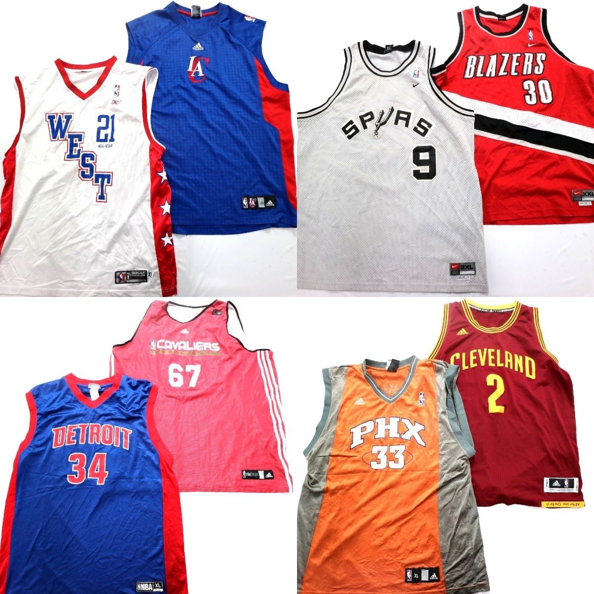 ◎NBA バスケ ゲームシャツ set オールスター 他 (メンズXL/2XL) 8枚
