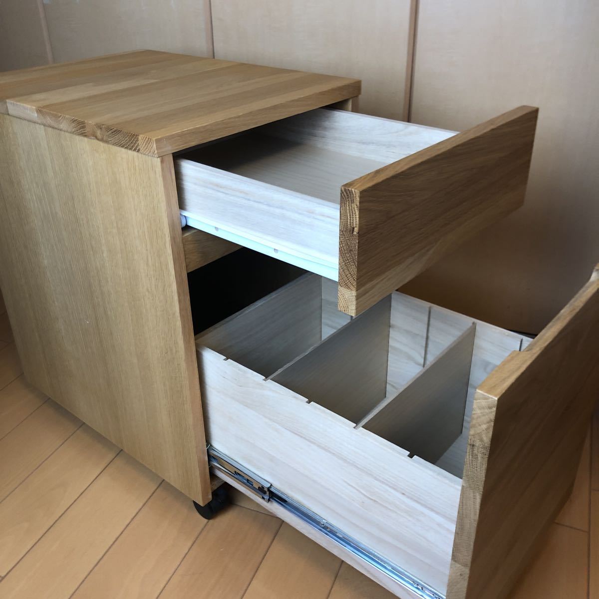 無印良品 MUJI 無垢材 デスクキャビネット 引出2段 オーク材 無印良品 MUJI 無垢材 デスクキャビネット 引出2段 オーク材