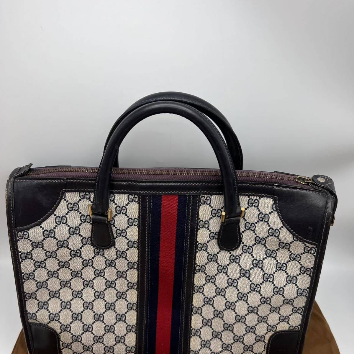 1円 良品 大容量 GUCCI グッチ GG シェリーライン ボストンバッグ