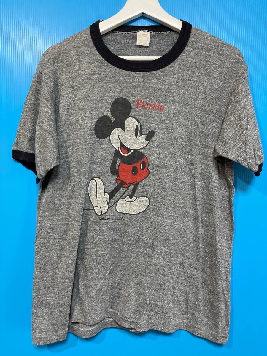 配送員設置 送料210円】Vintage Red 90s mickey 90s ミッキー Tシャツ