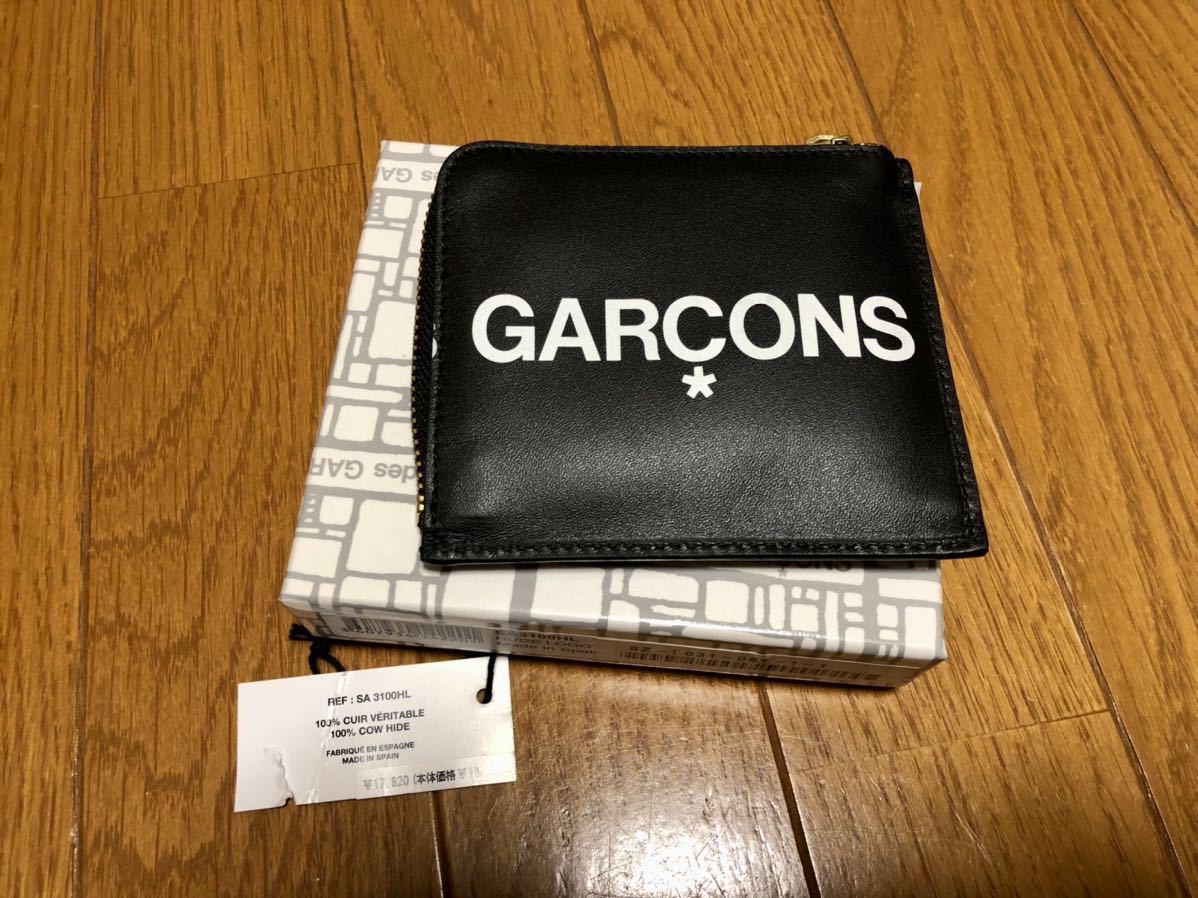 COMME des GARCONS コムデギャルソン 財布 コインケース 小銭入れ HUGE LOGO Wallet ウォレット L字 ジップ メンズ 財布 黒 Made in Spain_画像1