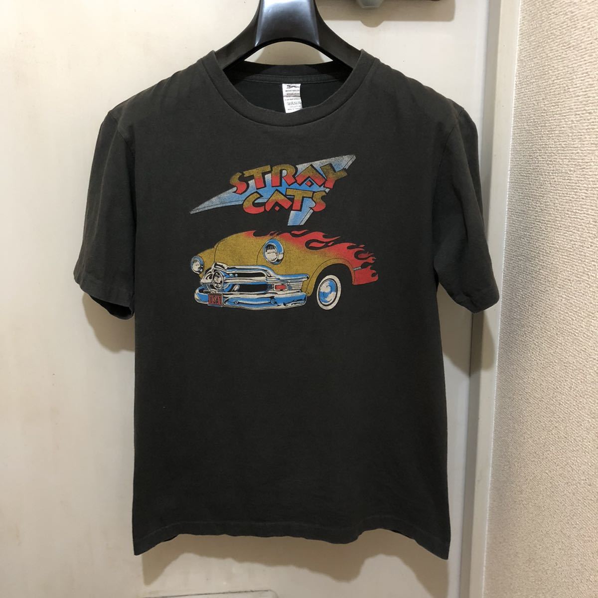 S〜M相当！STRAYCATS ストレイキャッツ 古着半袖Tシャツ チャコール 要サイズ確認！の画像8