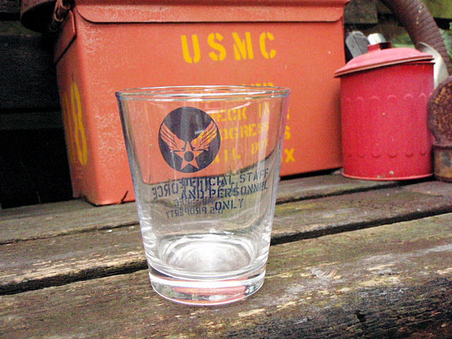 F408*USAF America Air Force with logo military glass ( made in Japan )/ American Air Force US AIR FORCE place san. Setagaya base DAYTONA Daytona / military miscellaneous goods 