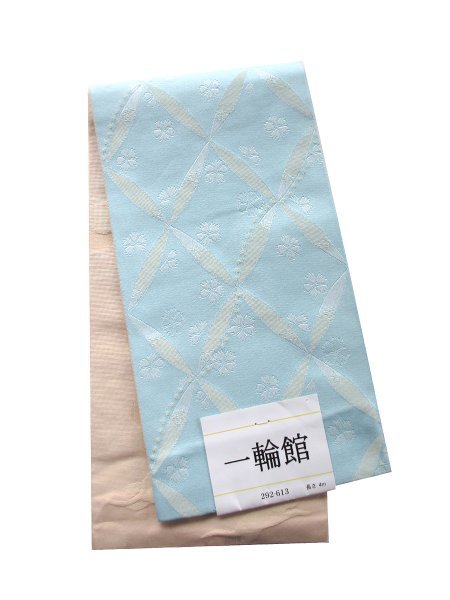 [ capital beautiful guarantee ] new goods * yukata direction domestic production small double-woven obi * light blue series / the 7 treasures taking ... pattern [YKB-94]