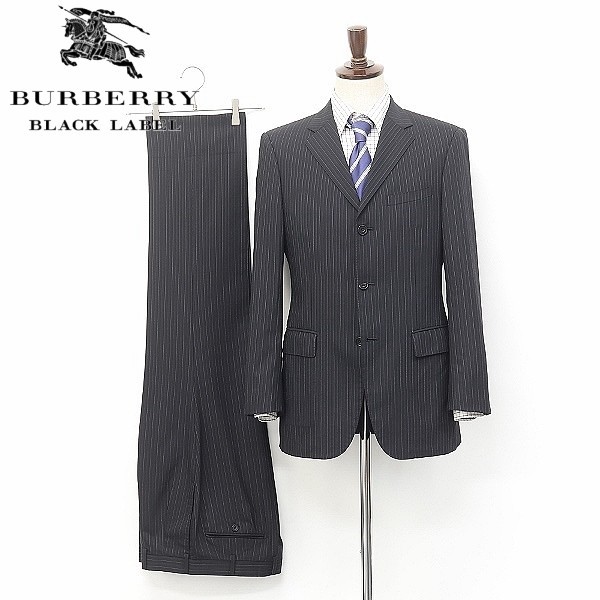 ◆BURBERRY BLACK LABEL/バーバリーブラックレーベル ストライプ柄 Super100's 3B シングル スーツ 92-76-170 38R