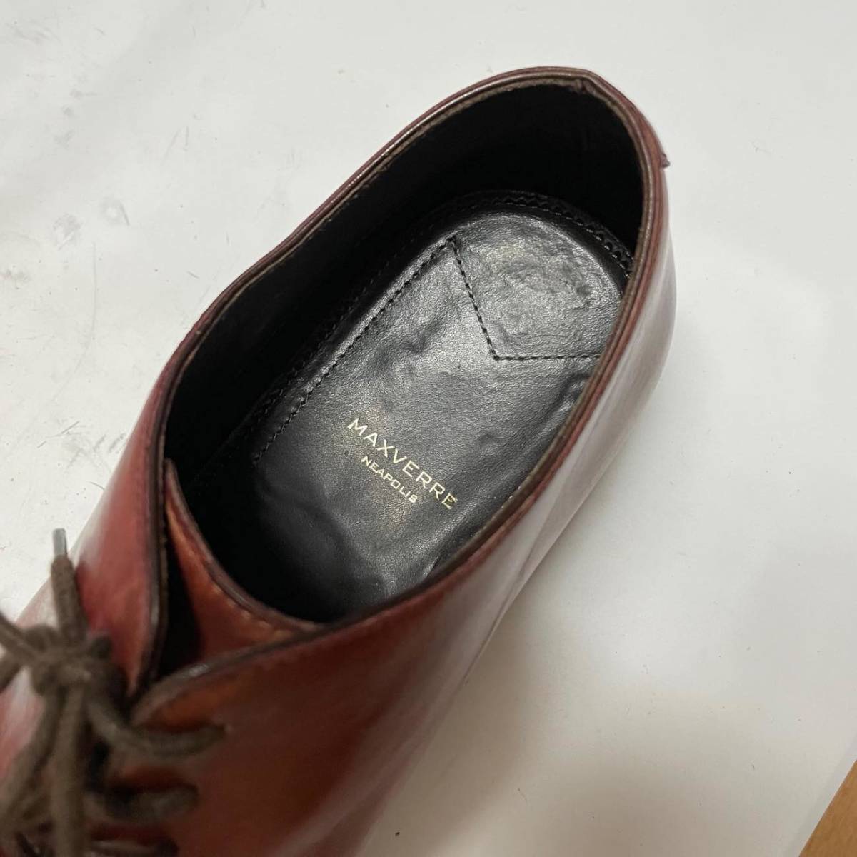 MAXVERRE マックスヴェッレ ホールカットレザーシューズ メダリオン短靴 5.5(24.5cm程度) メンズ 革靴 ブラウン ビジネスシューズ 茶靴_画像6