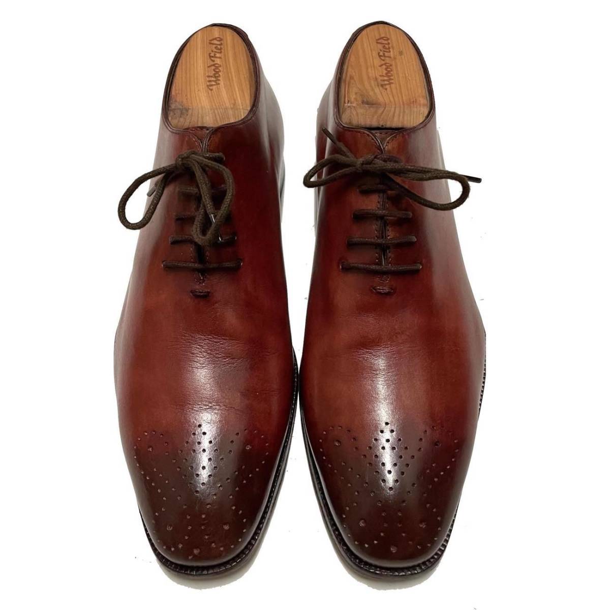 MAXVERRE マックスヴェッレ ホールカットレザーシューズ メダリオン短靴 5.5(24.5cm程度) メンズ 革靴 ブラウン ビジネスシューズ 茶靴_画像2