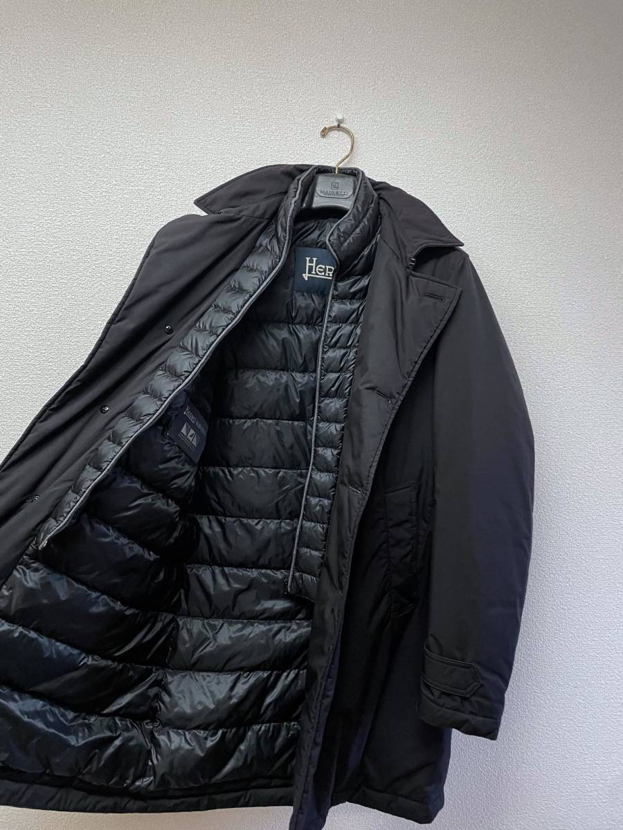 HERNO ヘルノ「PI0390U」フェイクダブル レイヤードダウンコート 定価124,300円 48(L) メンズ SUB-ZERO ダウンジャケット ブラック 軽量 黒_画像3