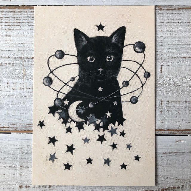 オリジナルポストカード３枚セット 「オウムガイ」「星月猫くろ」「星月猫ににこ」★ 猫 星月猫 アート_画像3