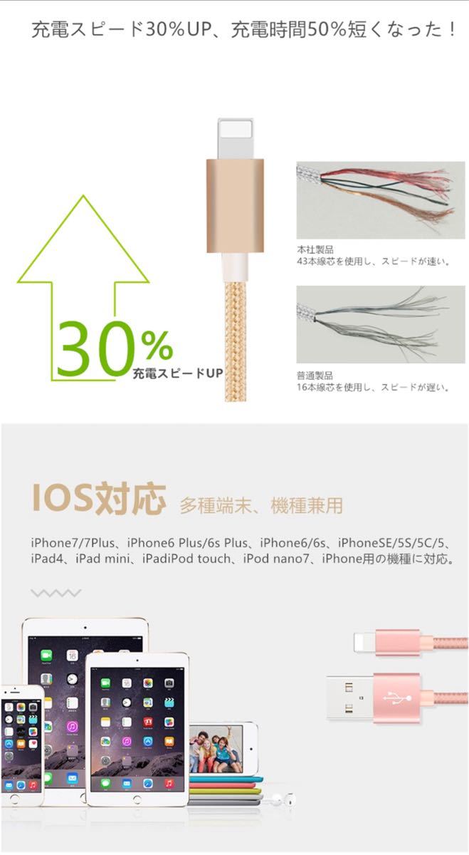 ライトニングケーブル2m純正品質  iPhoneケーブル　充電コード1本　USB Lightningケーブル データ転送 充電器