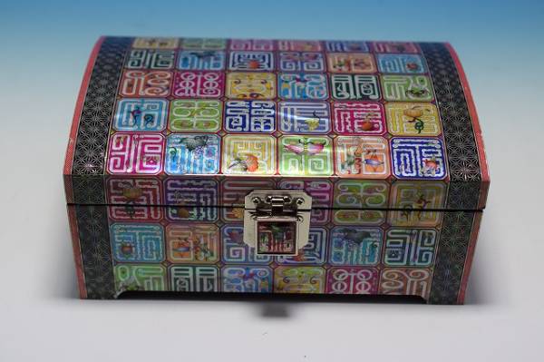 韓国 伝統工芸最高級螺鈿宝石箱８号鶴の群れ朱豪華 古商品