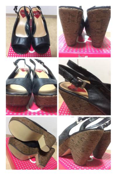  new goods *BI4 thickness bottom cork Wedge sandals black 38 back strap 25 platform black open tu mules sabot black 