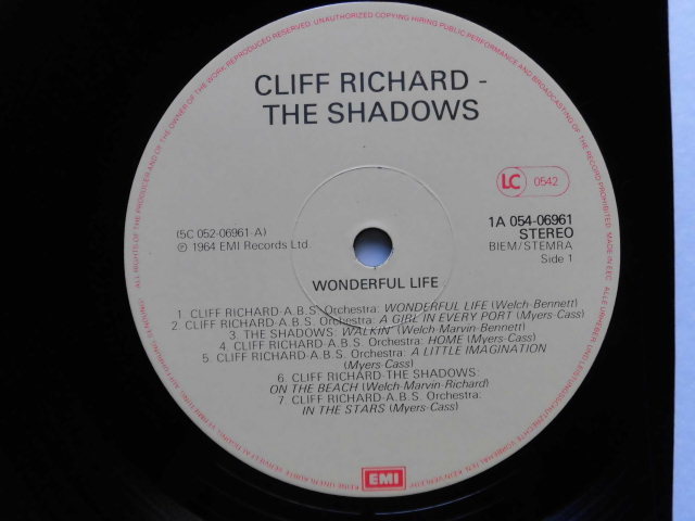 Cliff Richard With The Shadows/Wonderful Life　1964英国映画「ワンダフル・ライフ」オリジナル・サントラ　希少復刻蘭盤良品_画像3