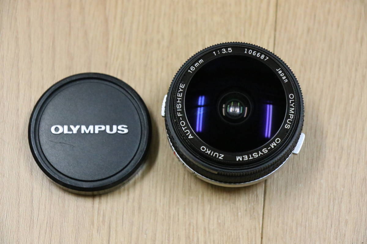 【新作からSALEアイテム等お得な商品満載】 OLYMPUS（オリンパス）AUTO-FISHEYE　ZUIKO　16mm/F3.5　オートフィッシュアイ　キャップ付き　カメラレンズ　希少　動作確認済み　中古品 その他