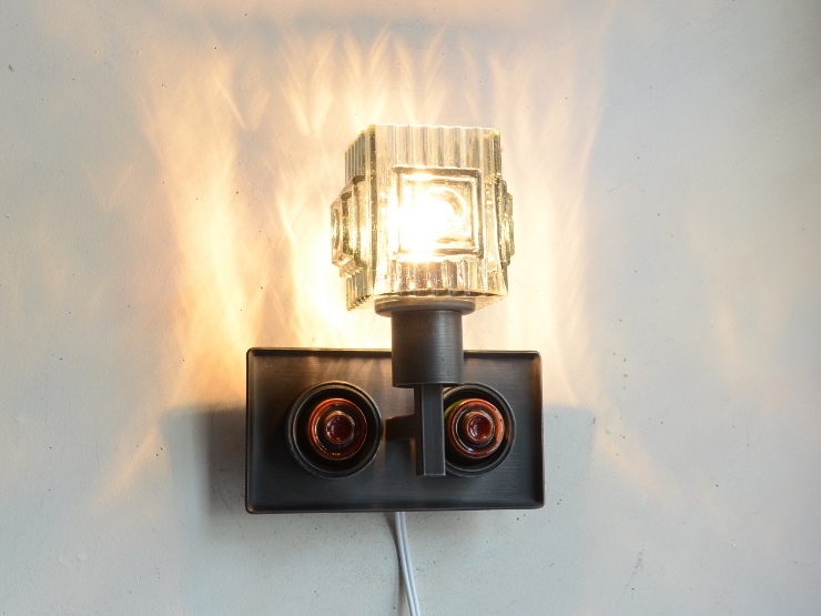 アンティーク照明 北欧 インテリア ヴィンテージデザイン ブラケットライト スモークガラス アイアン ウォールランプ ベッドライト